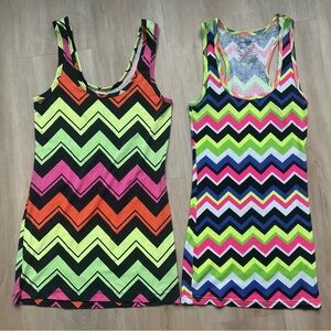 Lot of two bright women's tank tops with a deep neckline size S (3-5)